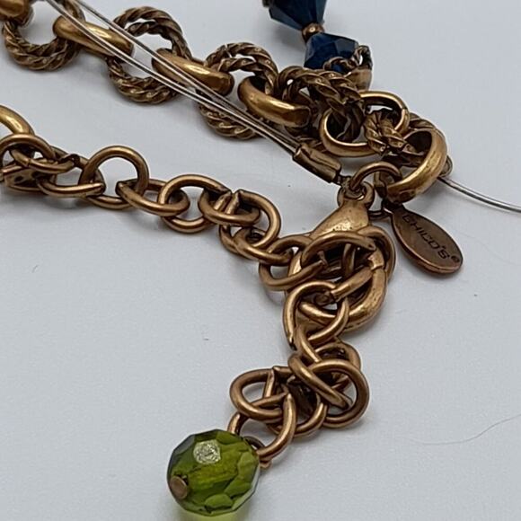 Chico's Three Strand Rhinestone Layering Necklace, Green Purple Beads, 19 Inches - Picture 12 of 12